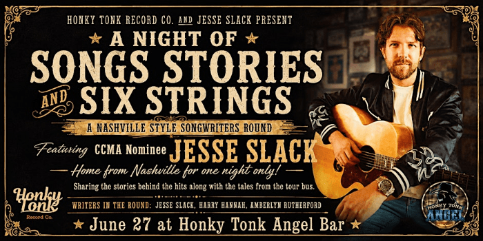 A NIGHT OF SONGS STORIES & SIX STRINGS - Featuring CCMA Nominee Jesse Slack