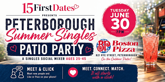 Peterborough Summer Singles Mixer Patio Party (Ages 25-45)