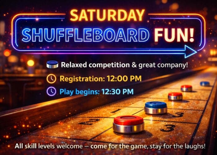 Saturday - Shuffleboard at the Frankford Legion!