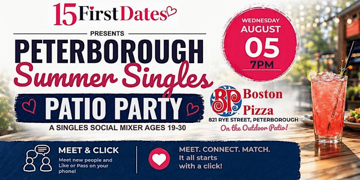 Peterborough Summer Singles Mixer Patio Party (Ages 19-30)